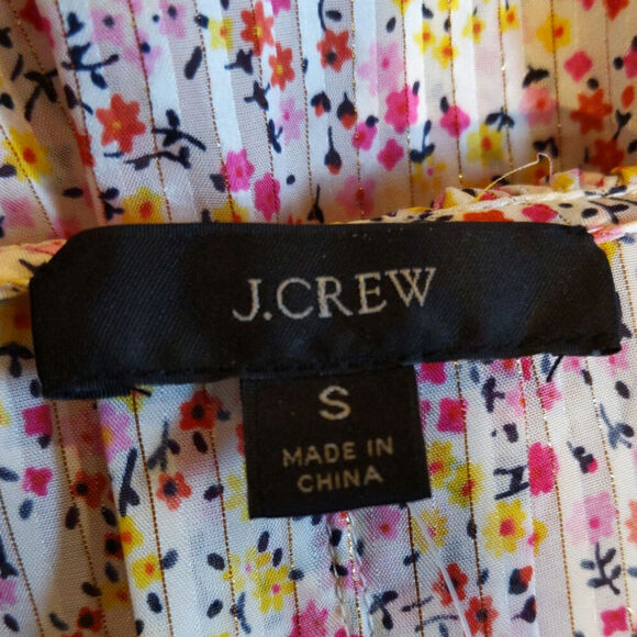 NWT J Crew Ruffle Top Pink Red Shimmer Floral Spring Easter Blouse Small - Picture 8 of 12
